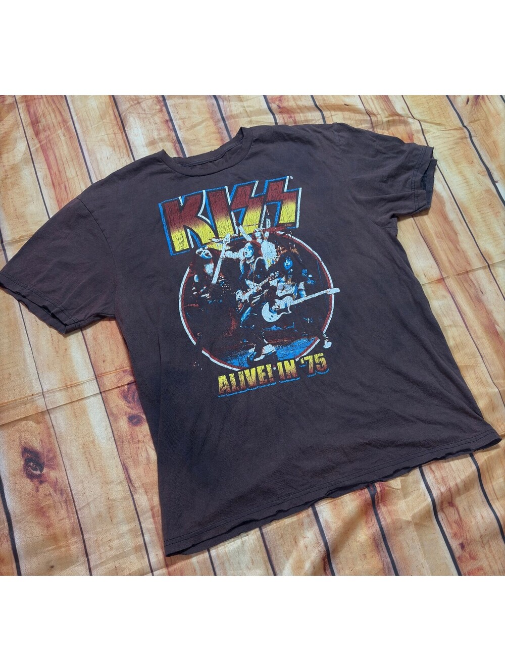 Kiss Alive In '75 Graphic T-Shirt Brown